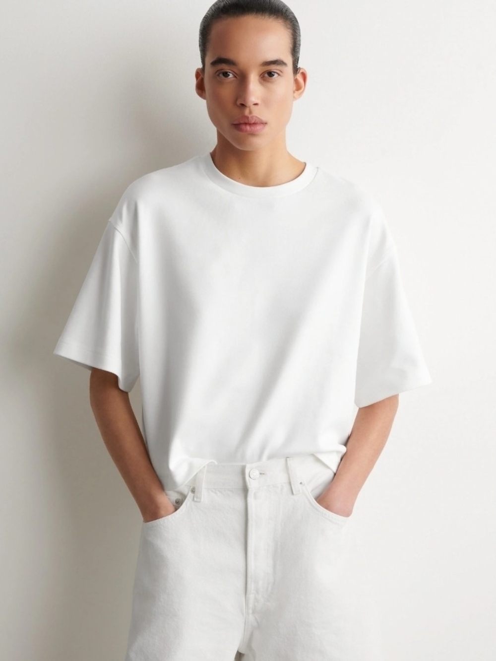 COS Oversized Boxy Cotton T-Shirt in White